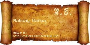 Maksay Barna névjegykártya